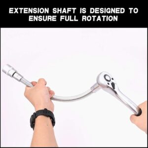 HORUSDY 3-Piece Flexible Socket Extension Bar Set 1/2" 1/4" 3/8" Shaft Drive 10" 8" 6" - SDY-97271