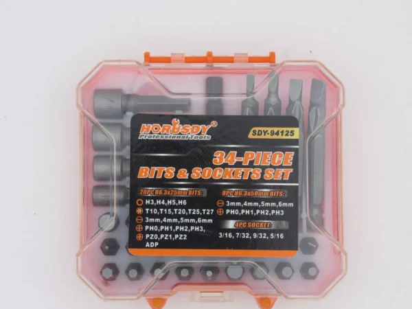 HORUSDY 34 Piece Bits & Socket Set - SDY-94125